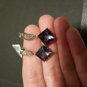 Sterling silver earrings with blue gems